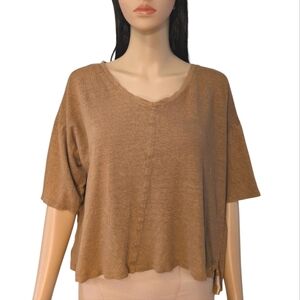 Tahari 100% Linen Earthy Brown Top Women's Medium